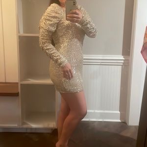 brand new never worn sequin shirt fitted dress with loose flashy sleeves